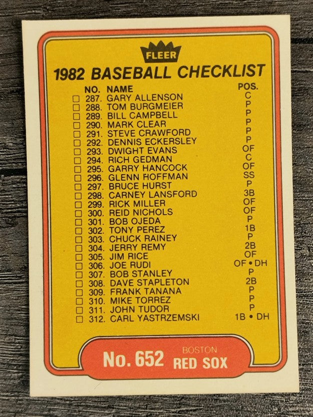 1982 Fleer #652 CL: Tigers/Red Sox