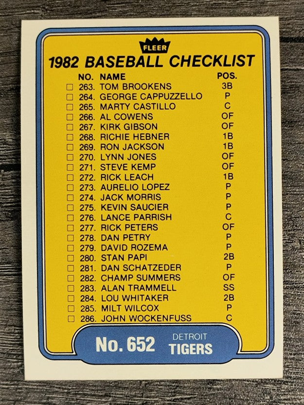 1982 Fleer #652 CL: Tigers/Red Sox