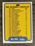 1982 Fleer #652 CL: Tigers/Red Sox