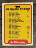 1982 Fleer #653 CL: Rangers/White Sox