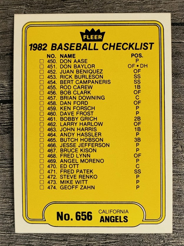 1982 Fleer #656 CL: Angels/Pirates