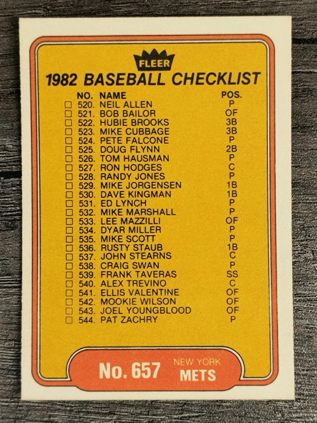 1982 Fleer #657 CL: Mariners/Mets