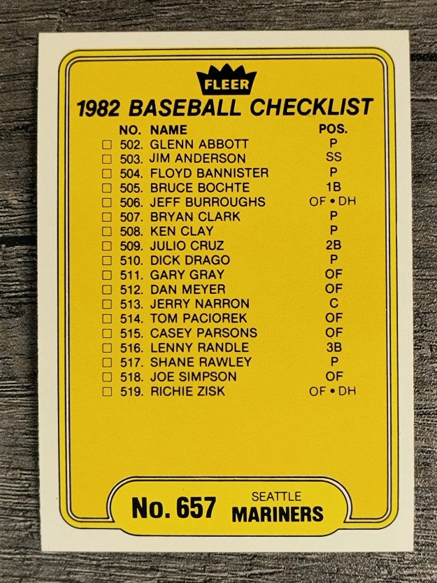 1982 Fleer #657 CL: Mariners/Mets