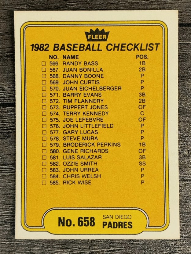 1982 Fleer #658 CL: Padres/Twins
