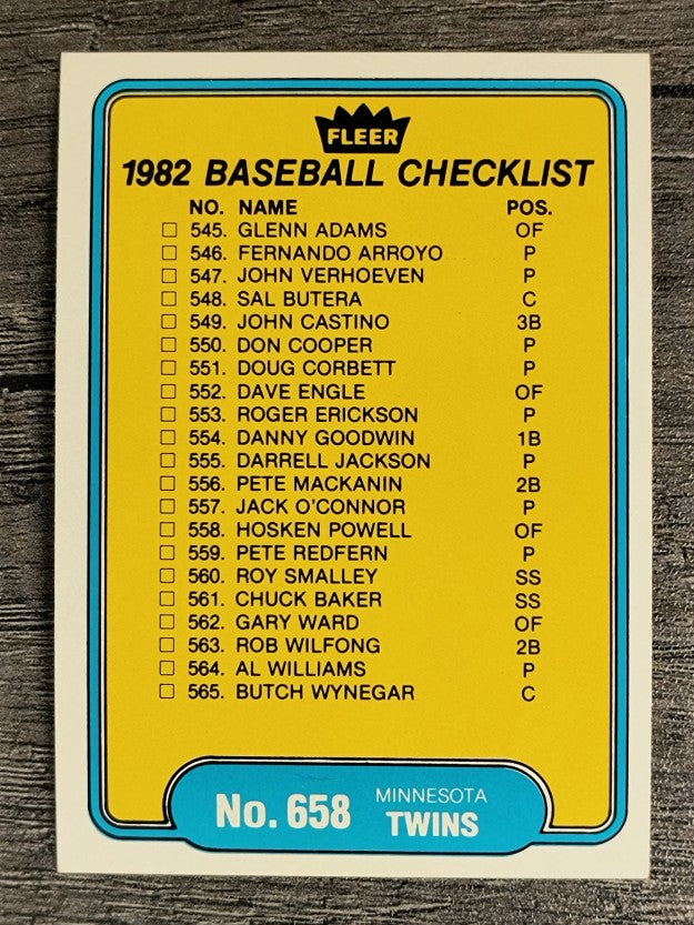 1982 Fleer #658 CL: Padres/Twins