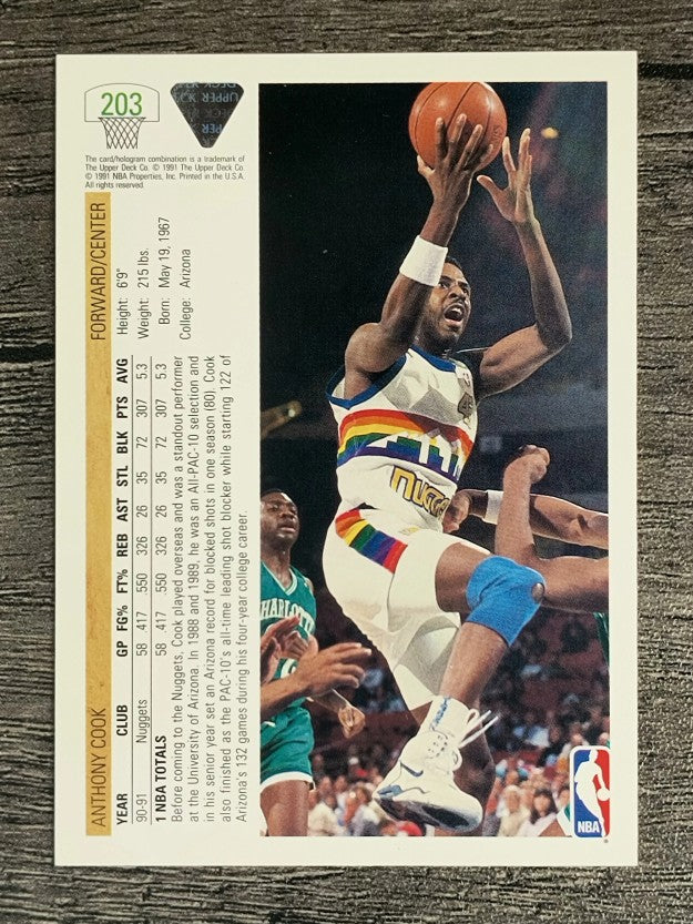 1991-92 Upper Deck #203 Anthony Cook