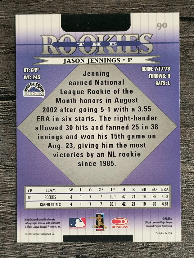 2002 Donruss Rookies #90 Jason Jennings