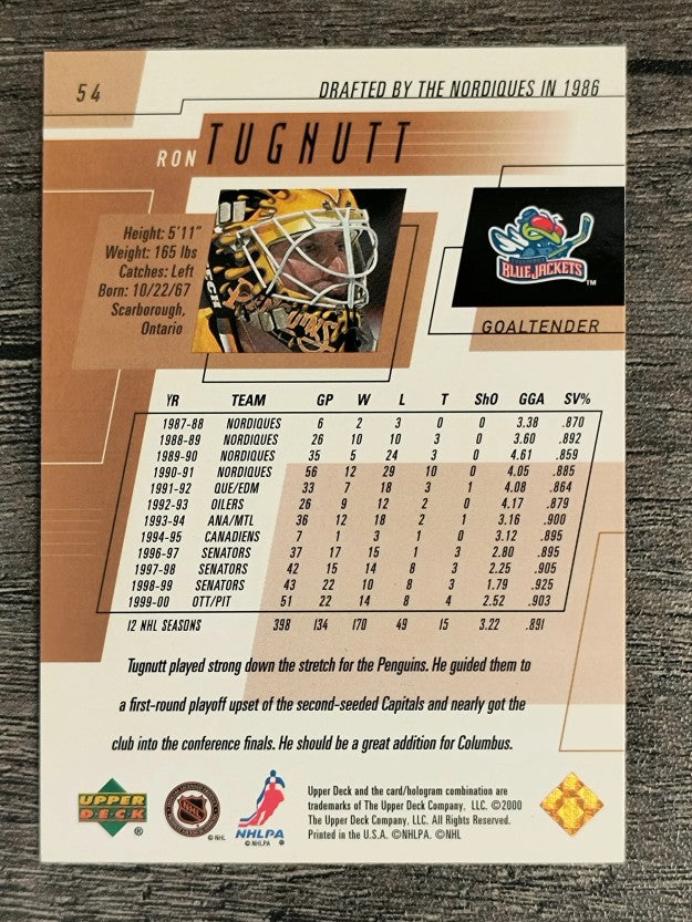 2000-01 Upper Deck #54 Ron Tugnutt