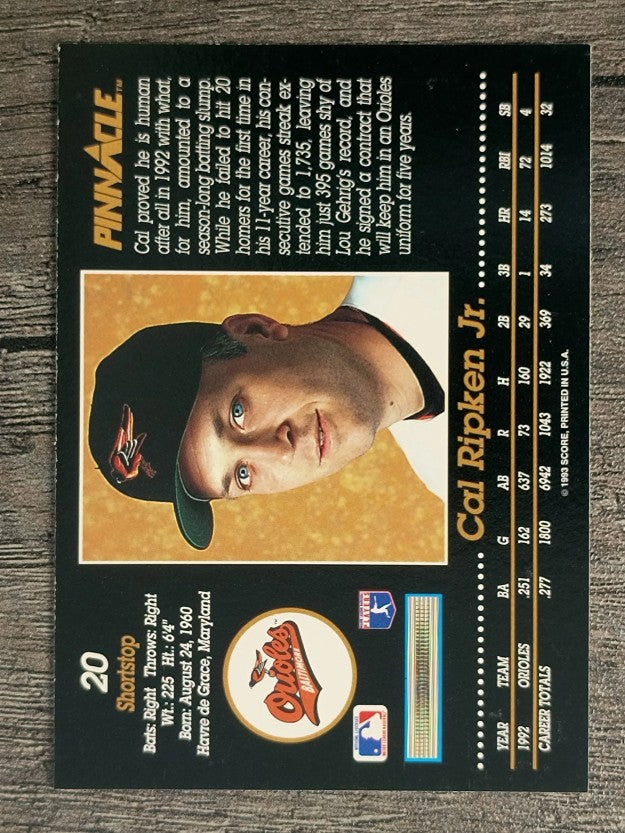 1993 Pinnacle #20 Cal Ripken