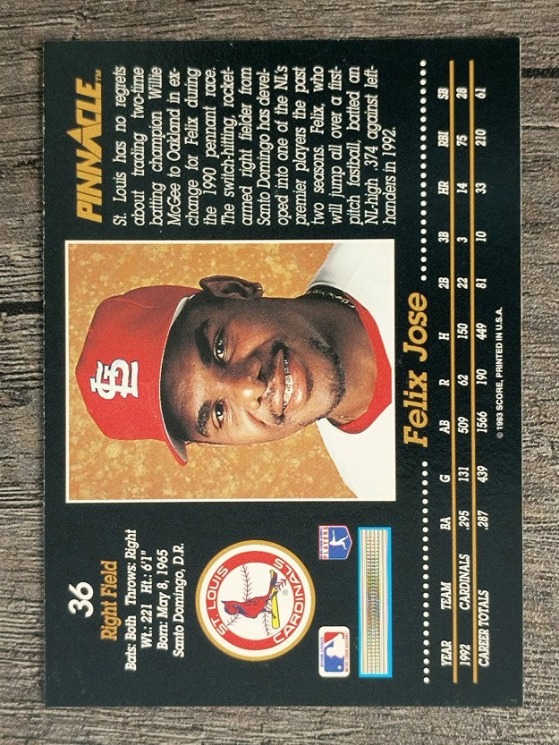 1993 Pinnacle #36 Felix Jose