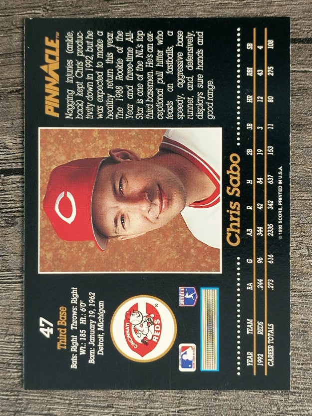 1993 Pinnacle #47 Chris Sabo