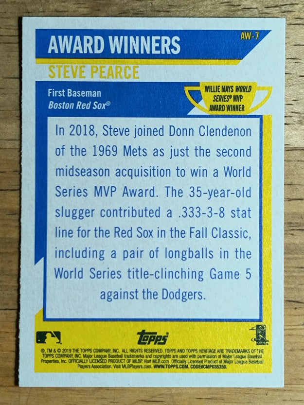 2019 Topps Heritage Award Winners #AW7 Steve Pearce