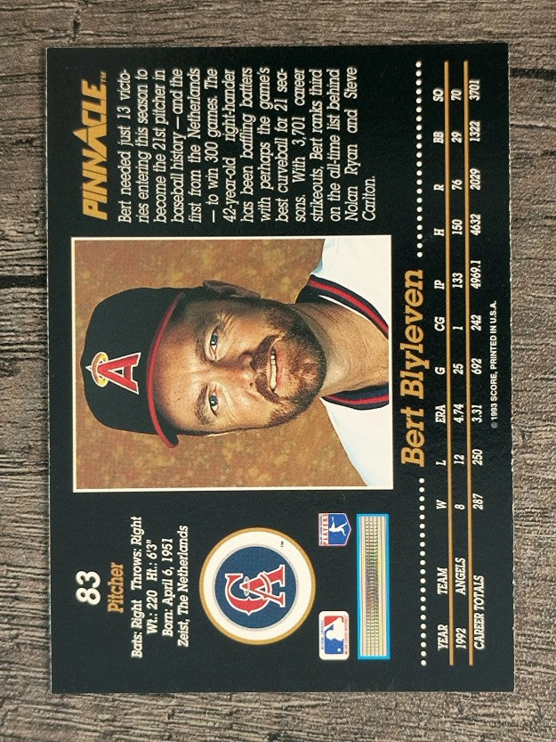 1993 Pinnacle #83 Bert Blyleven
