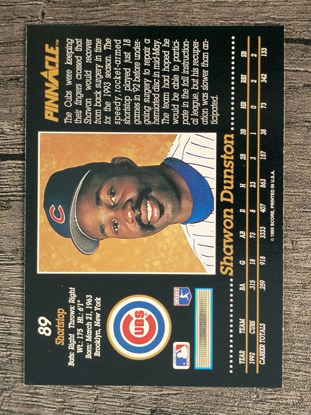 1993 Pinnacle #89 Shawon Dunston