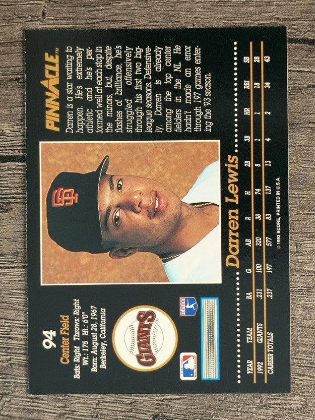 1993 Pinnacle #94 Darren Lewis