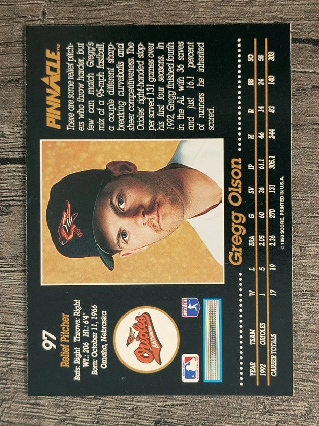 1993 Pinnacle #97 Gregg Olson