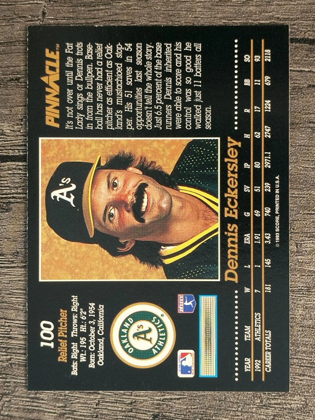 1993 Pinnacle #100 Dennis Eckersley