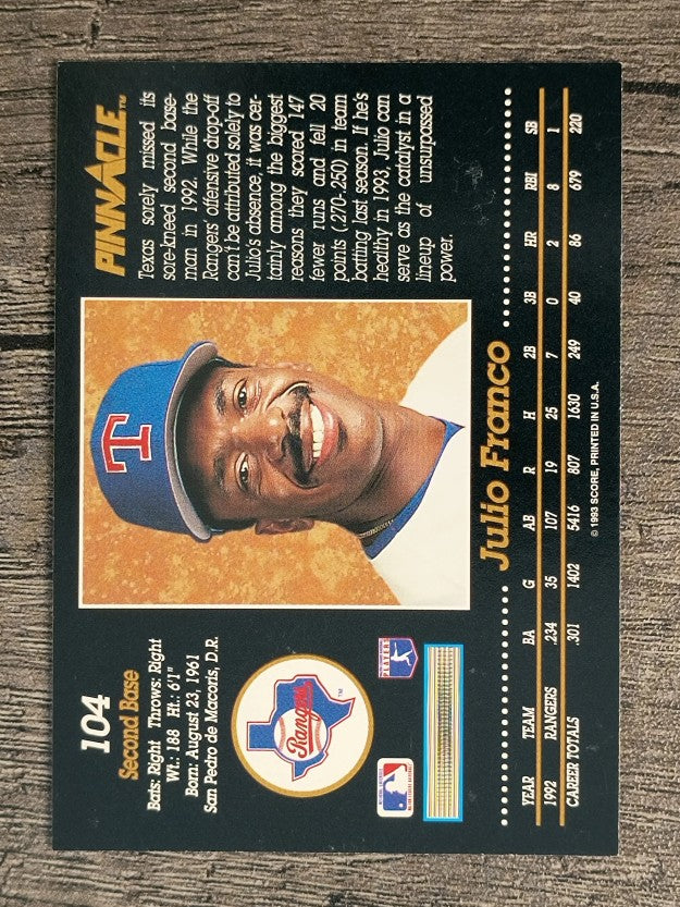 1993 Pinnacle #104 Julio Franco