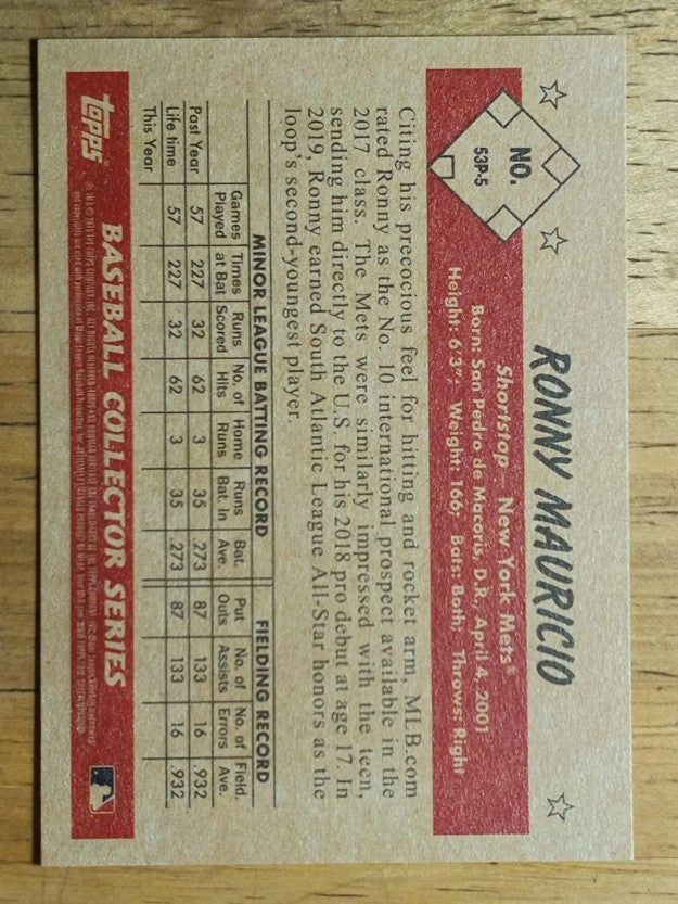 2019 Bowman Heritage Prospects #53P5 Ronny Mauricio