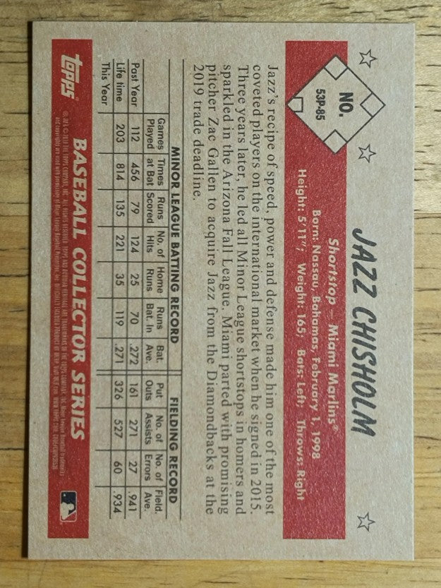 2019 Bowman Heritage Prospects #53P85 Jazz Chisholm