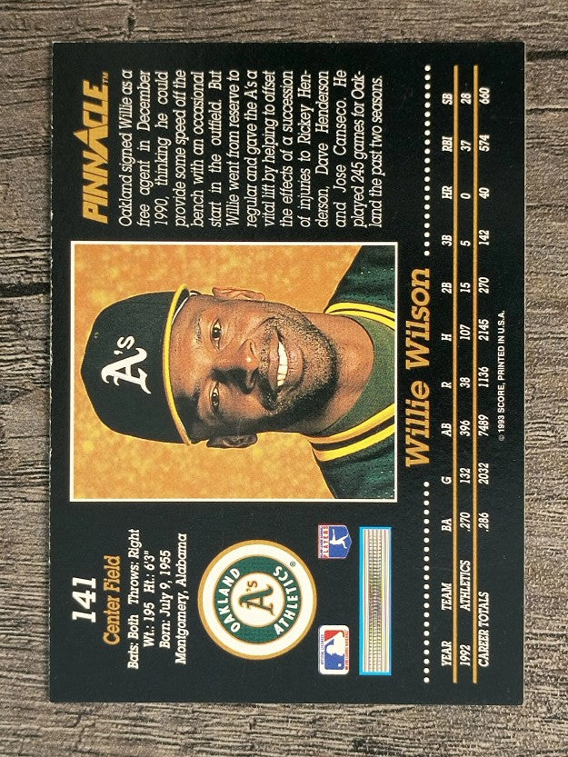 1993 Pinnacle #141 Willie Wilson