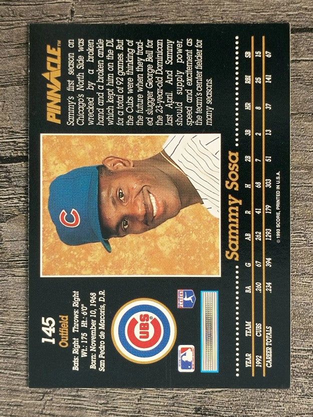 1993 Pinnacle #145 Sammy Sosa