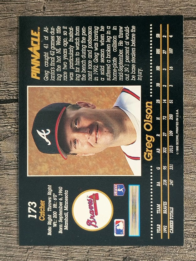 1993 Pinnacle #173 Greg Olson