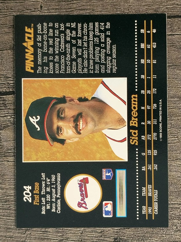 1993 Pinnacle #204 Sid Bream