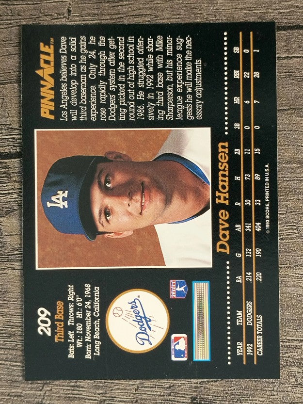 1993 Pinnacle #209 Dave Hansen