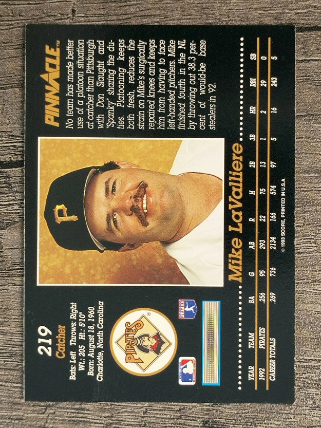 1993 Pinnacle #219 Mike LaValliere