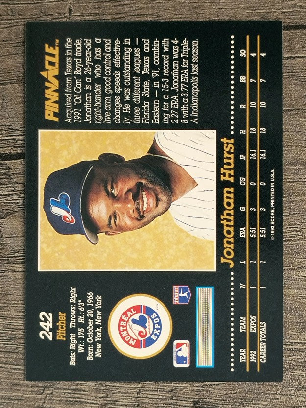 1993 Pinnacle #242 Jonathan Hurst