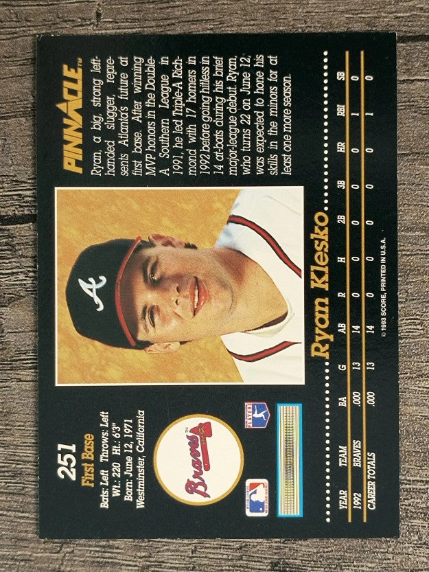 1993 Pinnacle #251 Ryan Klesko