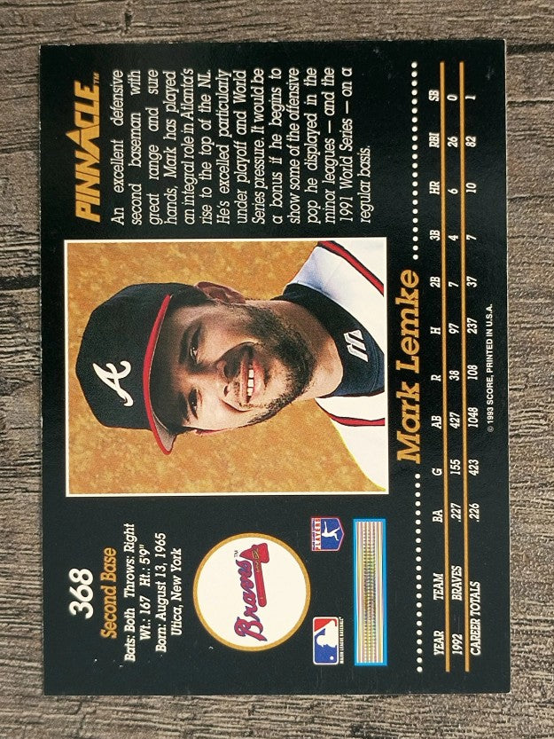 1993 Pinnacle #368 Mark Lemke