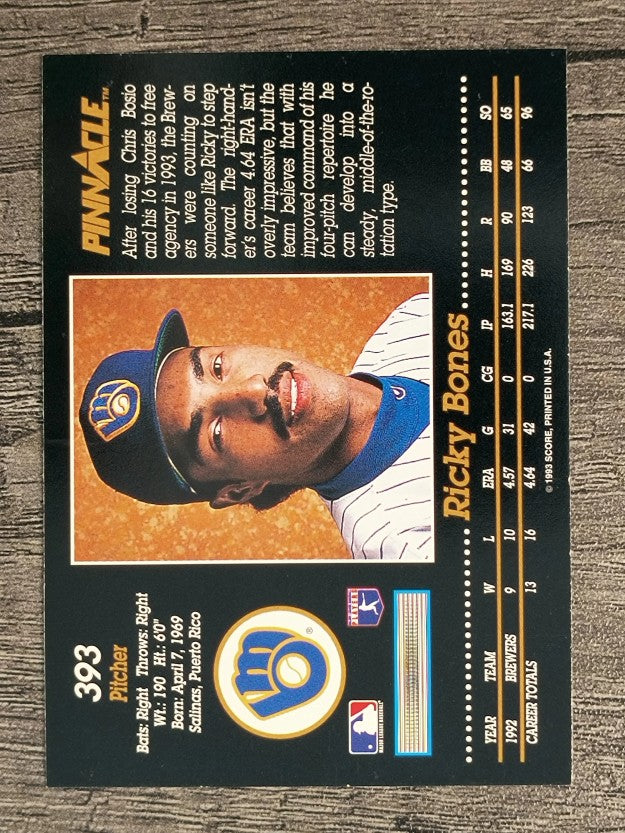 1993 Pinnacle #393 Ricky Bones