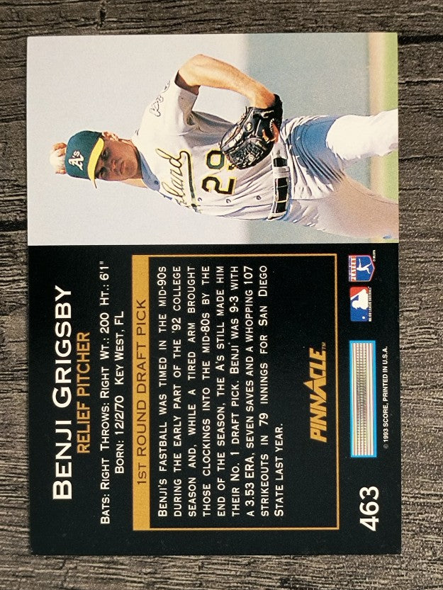 1993 Pinnacle #463 Benji Grigsby RC
