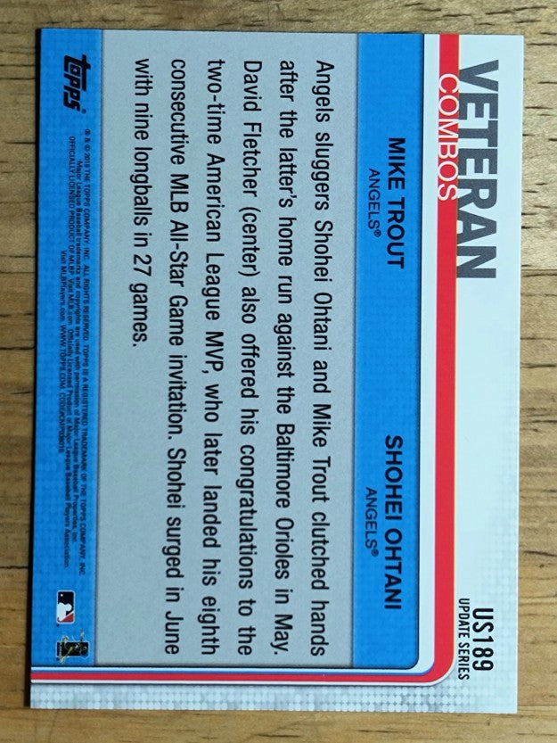 2019 Topps Update #US189 Mike Trout/Shohei Ohtani