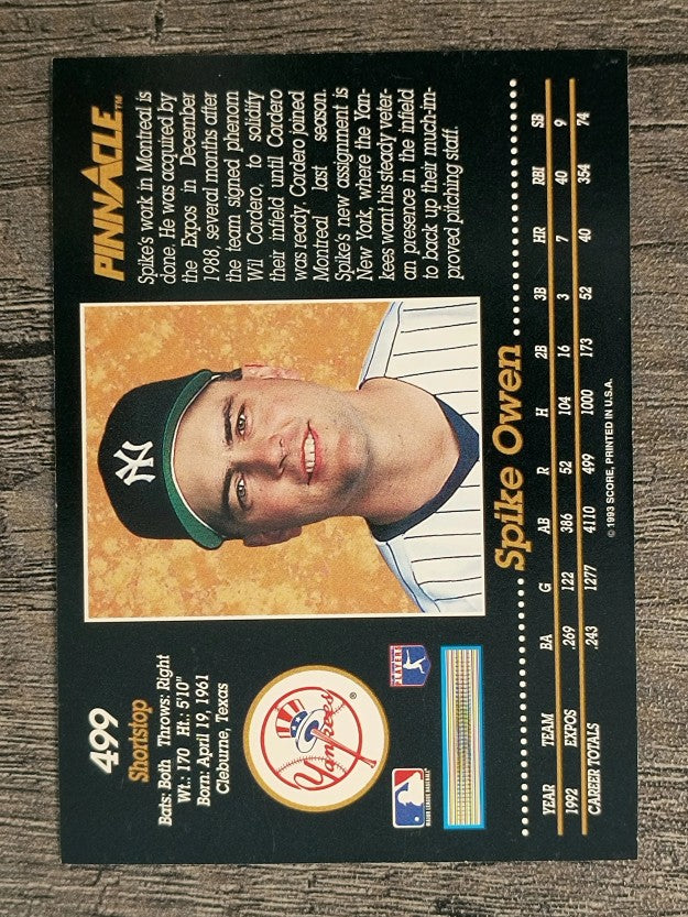 1993 Pinnacle #499 Spike Owen