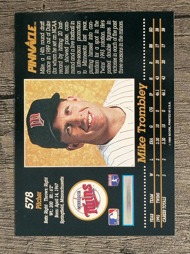 1993 Pinnacle #578 Mike Trombley