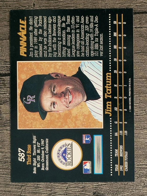 1993 Pinnacle #587 Jim Tatum RC