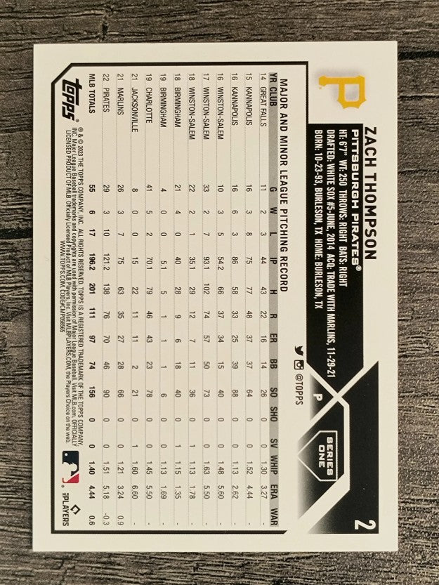 2023 Topps Rainbow Foil #2 Zach Thompson