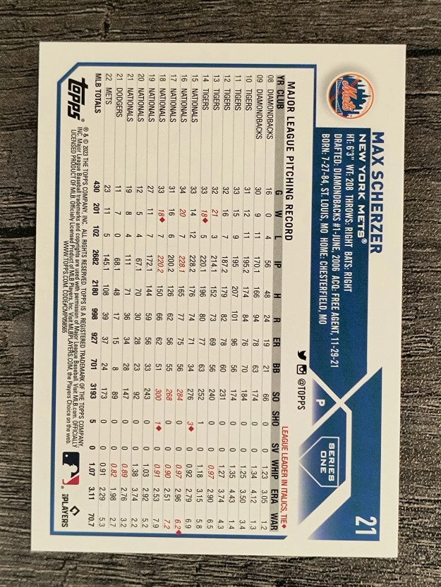 2023 Topps Rainbow Foil #21 Max Scherzer