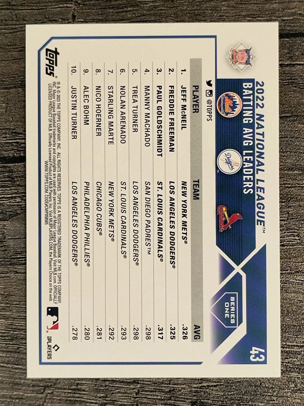 2023 Topps Rainbow Foil #43 Paul Goldschmidt/Freddie Freeman/Jeff McNeil LL