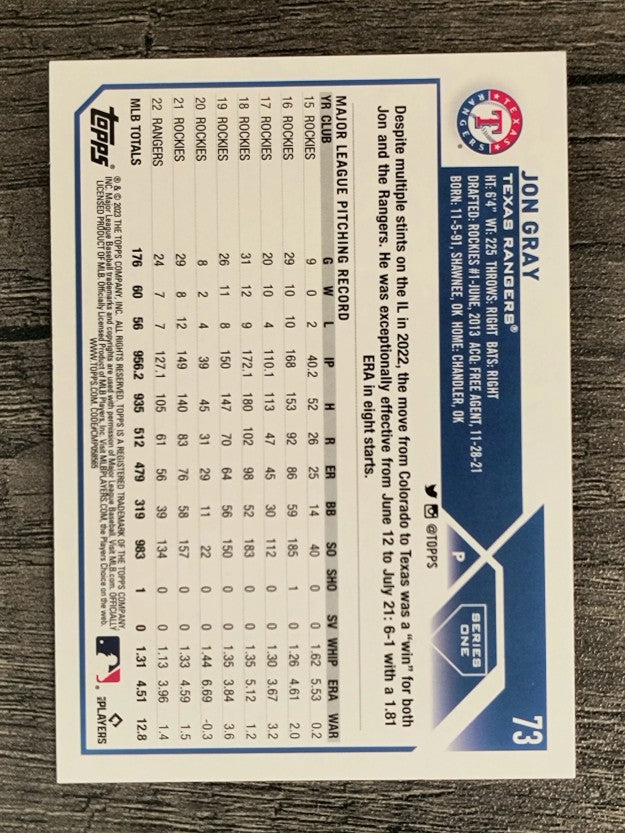 2023 Topps Rainbow Foil #73 Jon Gray