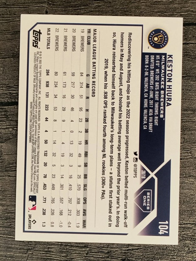 2023 Topps Rainbow Foil #104 Keston Hiura