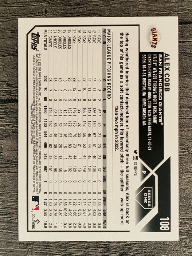 2023 Topps Rainbow Foil #108 Alex Cobb