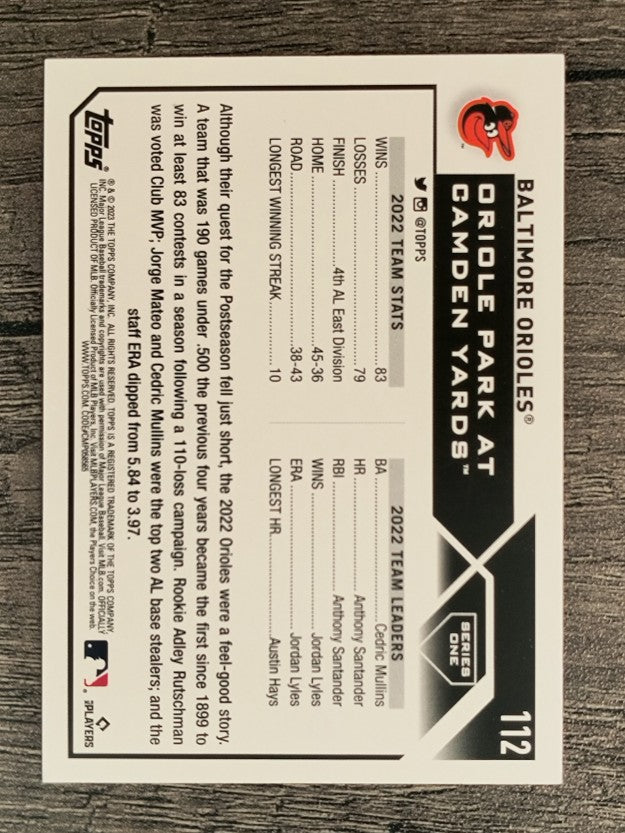 2023 Topps Rainbow Foil #112 Baltimore Orioles