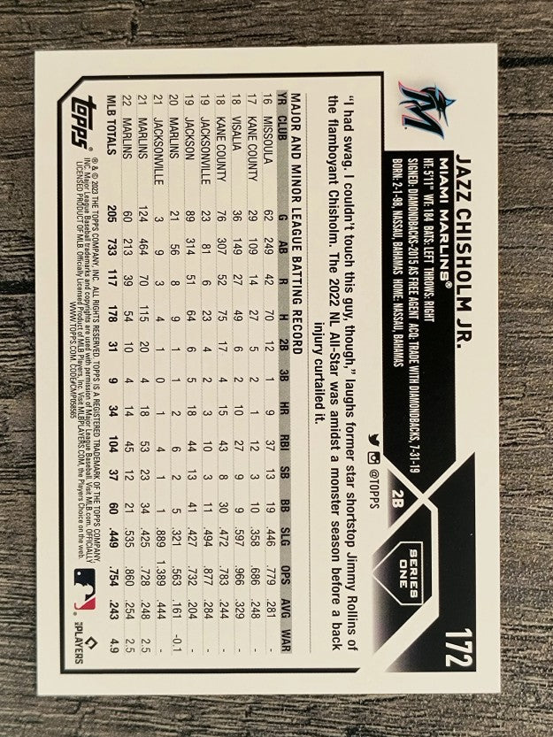 2023 Topps Rainbow Foil #172 Jazz Chisholm Jr.