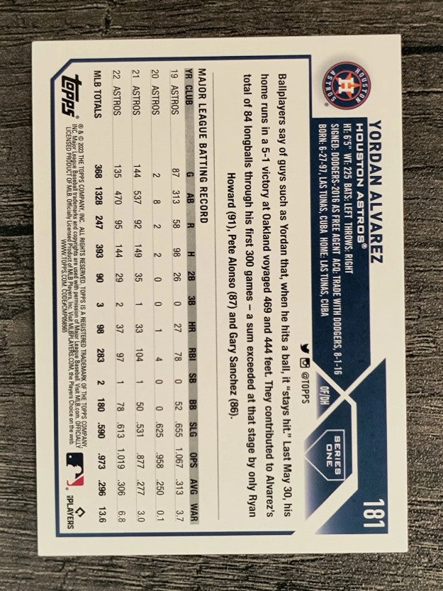 2023 Topps Rainbow Foil #181 Yordan Alvarez