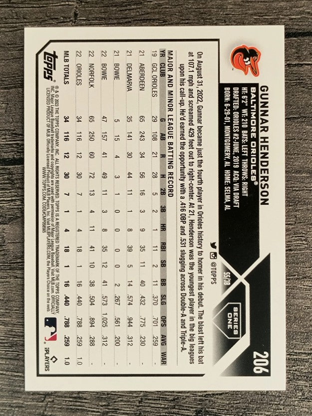 2023 Topps Rainbow Foil #206 Gunnar Henderson