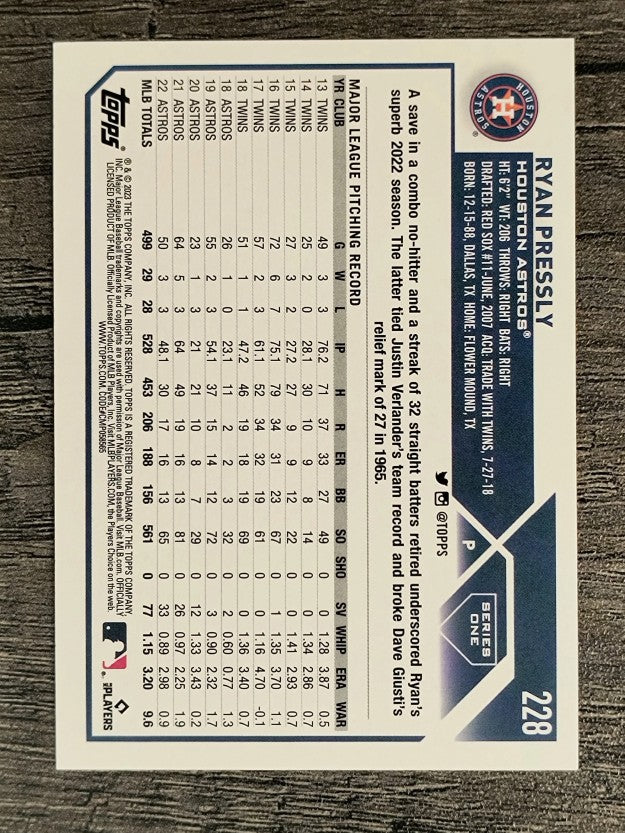 2023 Topps Rainbow Foil #228 Ryan Pressly
